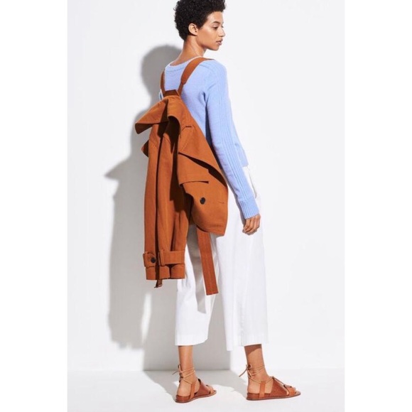 VINCE • Dark Sienna Cropped Linen-Cotton Jacket - Picture 2 of 16